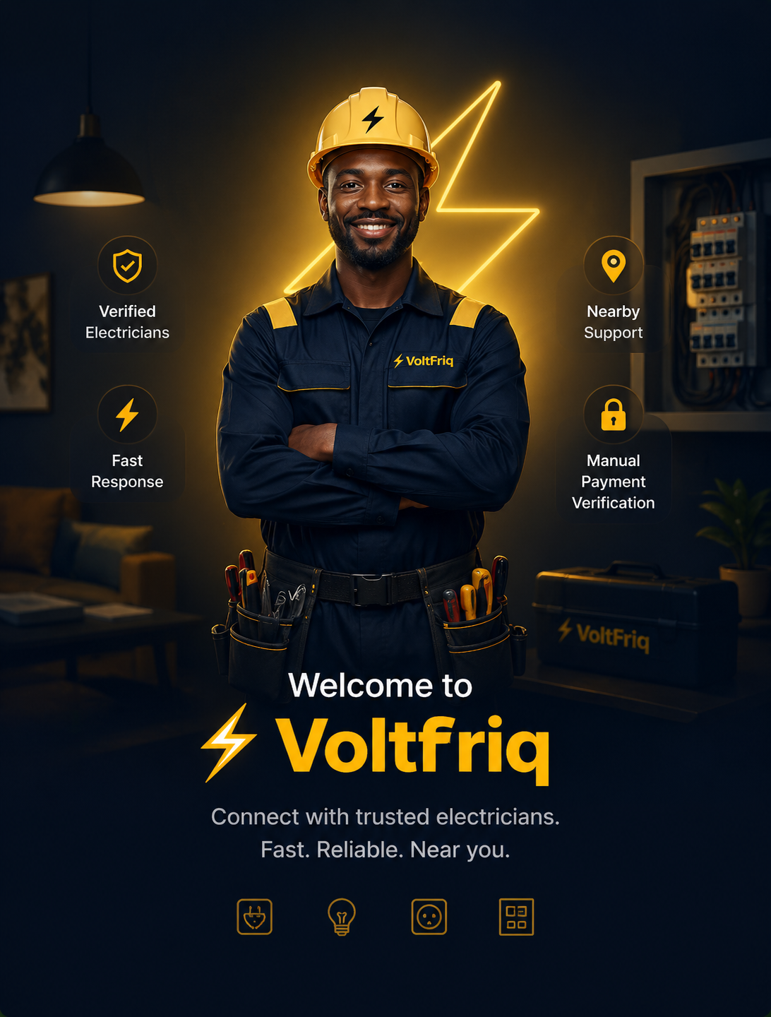 VoltFriq verified electrician ready to help nearby
